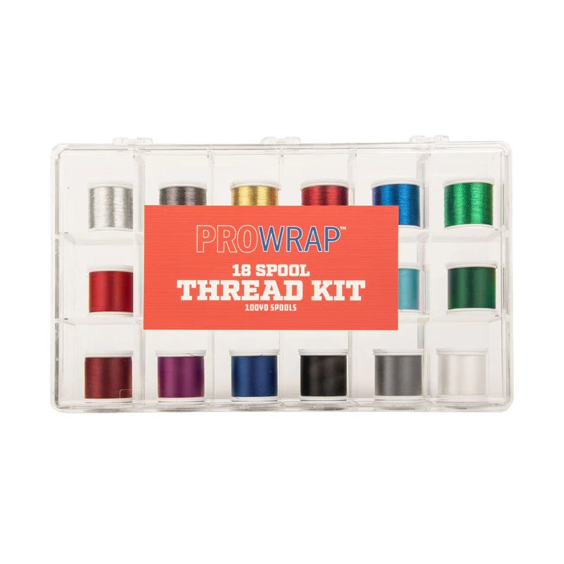 Pro Wrap 640 Thread ProWrap 18-Spool Thread Assortment with Storage Box – Vague Rods